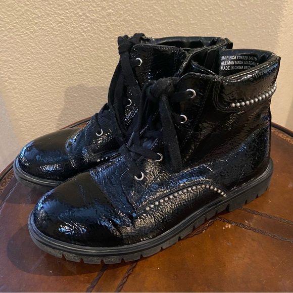 SUGAR Girls Kids Black Patent Ankle Boots Size 3M - Picture 1 of 12